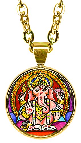 My Altar Lord Ganesh for Wisdom 5/8" Mini Stainless Steel Gold Pendant Necklace