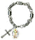 My Altar St Vitus for Actors, Comedians, Dancers Charm & Cross Stainless Steel 7" to 8" Bracelet