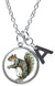 Squirrel Pendant & Initial Charm Steel 24" Necklace