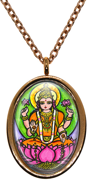 My Altar Goddess Lakshmi for Wealth & Fortune Stainless Steel Pendant Necklace