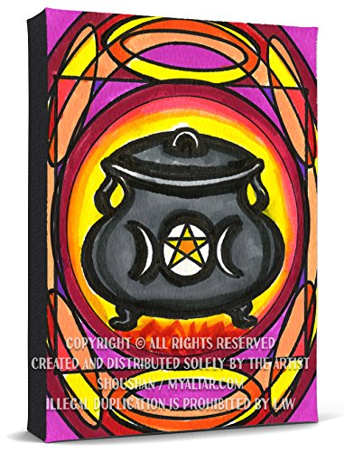 Triple Moon Pentacle Cauldron Print Gallery Wrapped Canvas