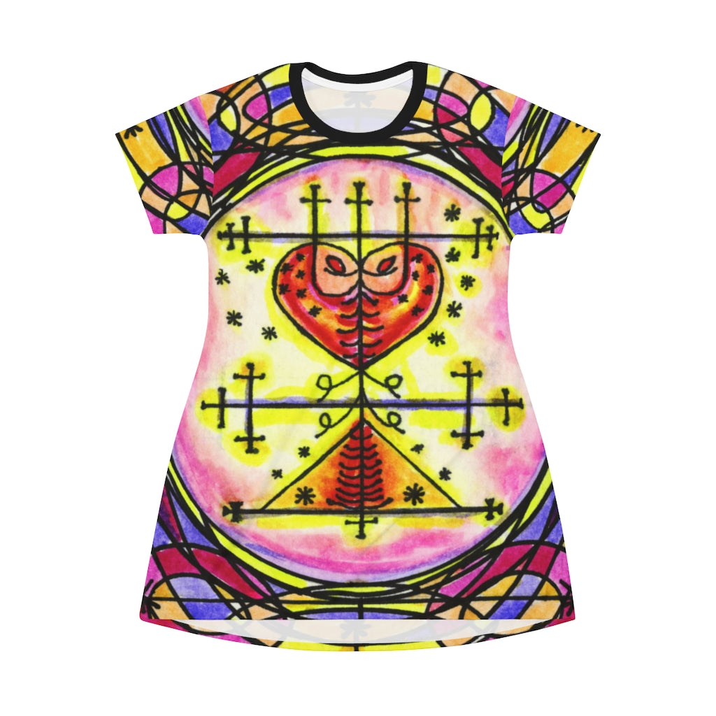 Maman Brigitte Veve Spirit World Blessings Voodoo Women's All Over Print T-Shirt Dress