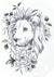 Lion Floral Portrait Large 5" x 8" Temporary Tattoos 2 Sheets