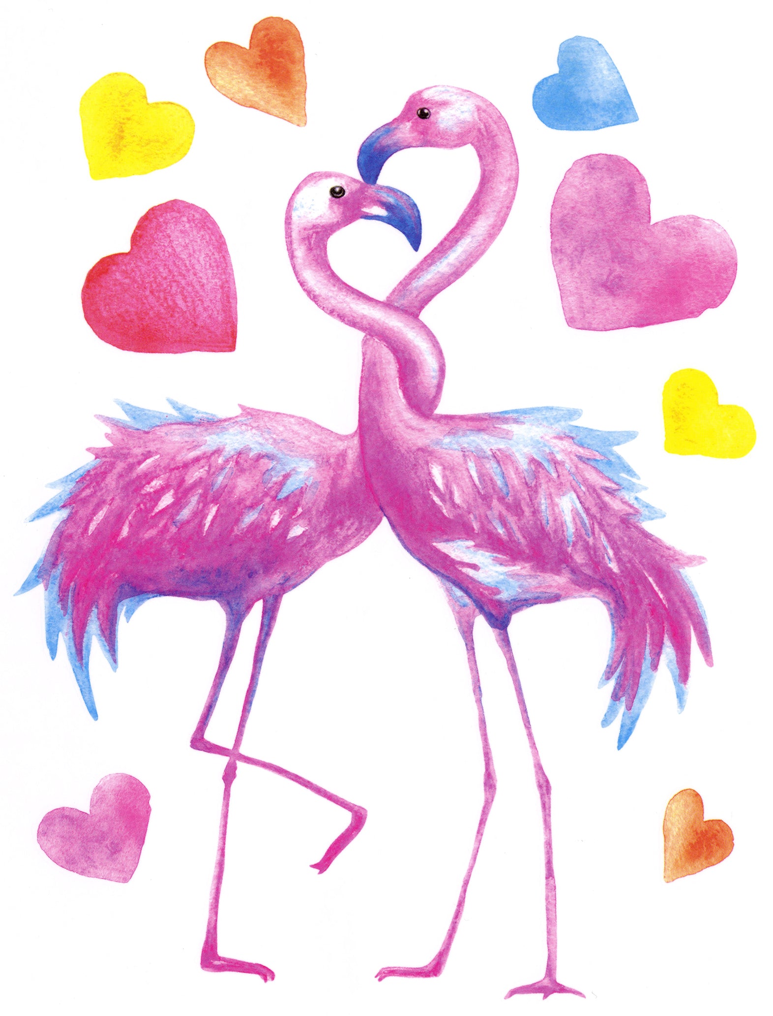 Love Flamingos Large 5" x 6 1/2" Waterproof Temporary Tattoos