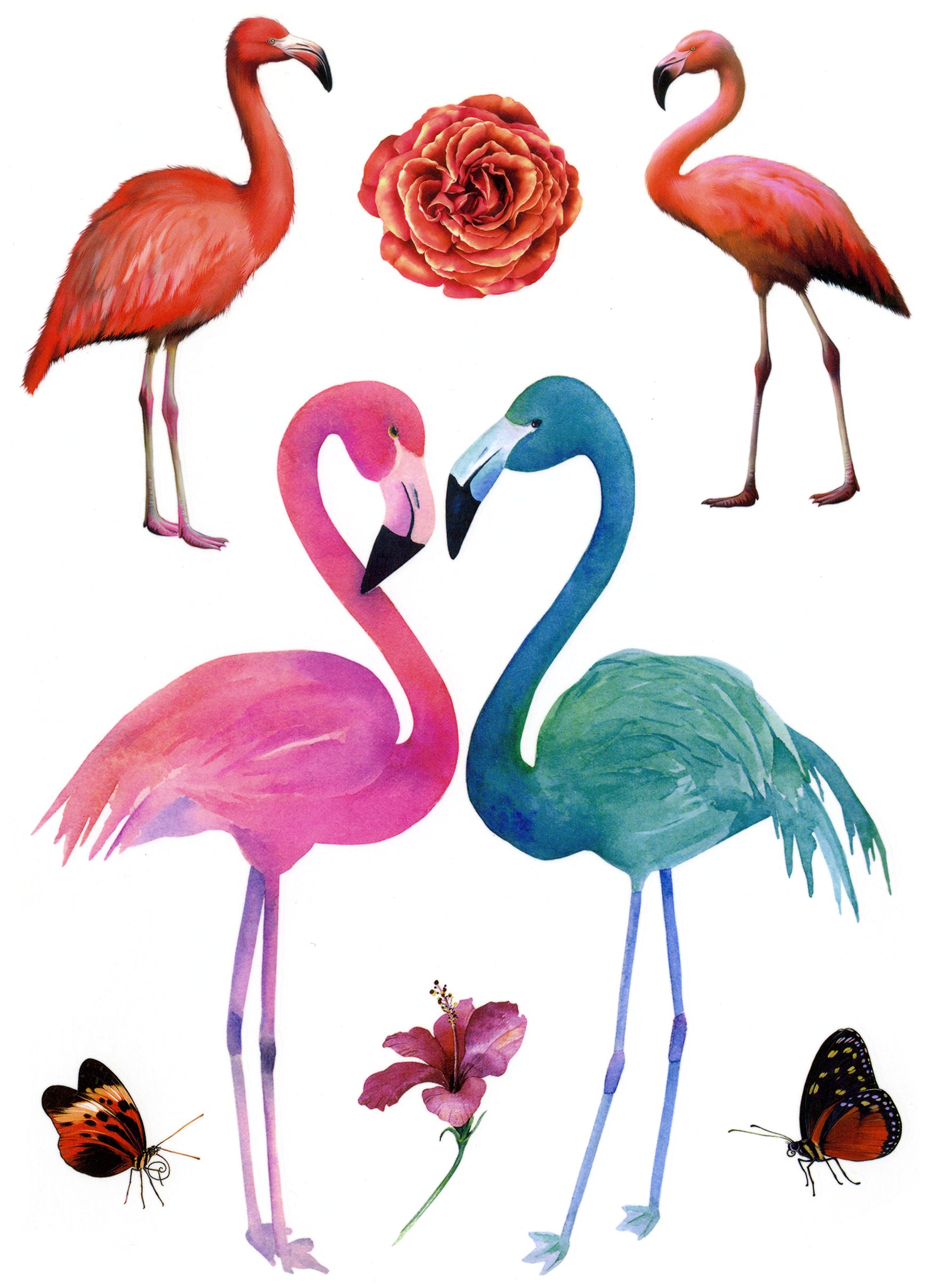 Flamingos Large 6" x 8 1/4" Waterproof Temporary Tattoos