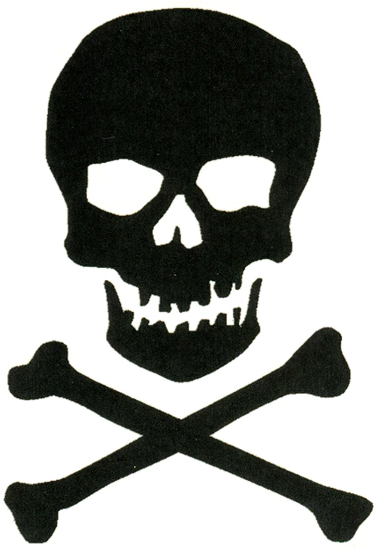 Skull Cross Bones Classic Black Waterproof Temporary Tattoos 2 Sheets