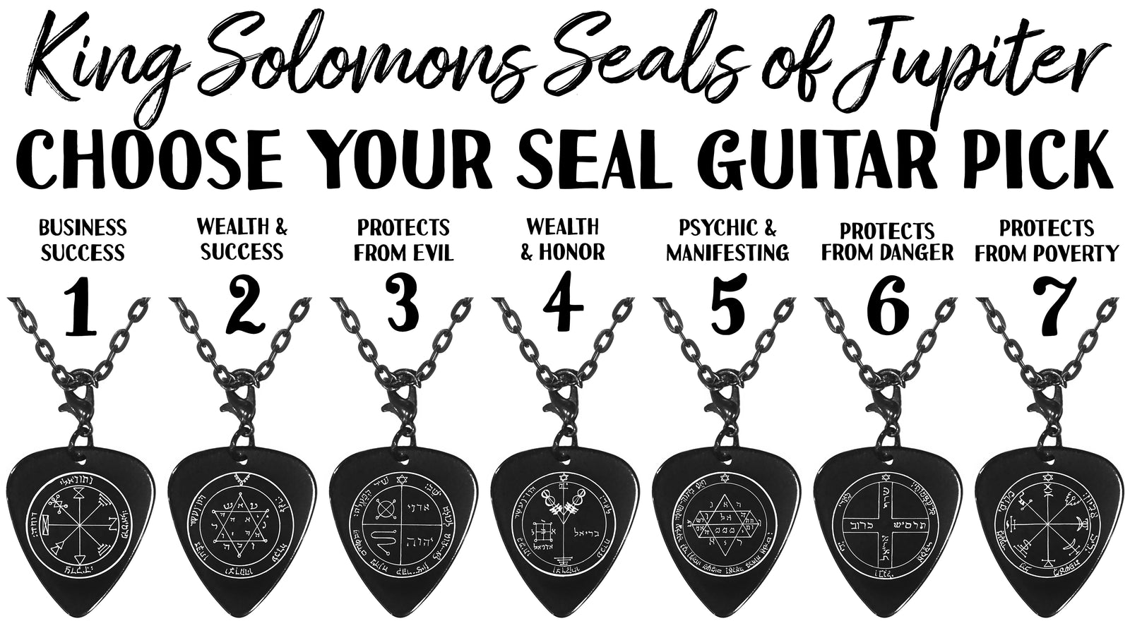 King Solomons Seal of Jupiter Guitar Pick - Choose Your Seal