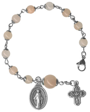 Choose Your Custom Genuine Gemstone Rosary Bracelet of the Miraculous Medal of Mary 4 Way Crucifix 3 Piece Gift Set with Necklace and Finger Rosary