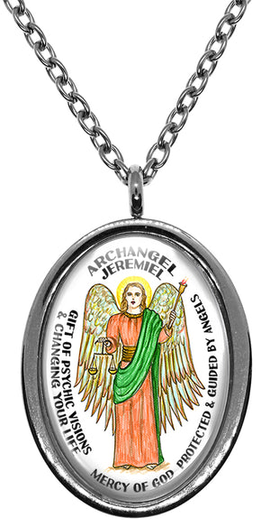 My Altar Archangel Jeremiel Gift of Psychic Visions Protected by Angels Steel Pendant Necklace