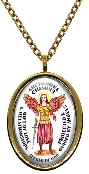 My Altar Archangel Chamuel Gift of Love & Relationships Protected by Angels Steel Pendant Necklace
