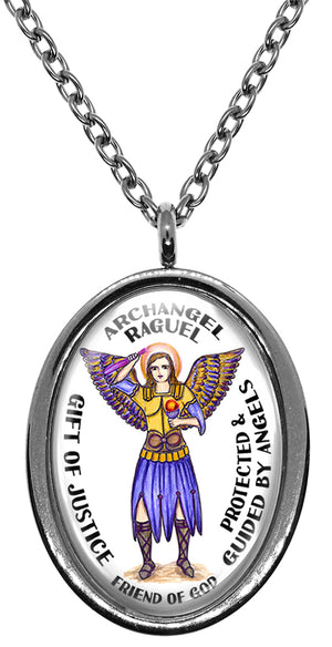 My Altar Archangel Raguel Gift of Justice Protected by Angels Steel Pendant Necklace