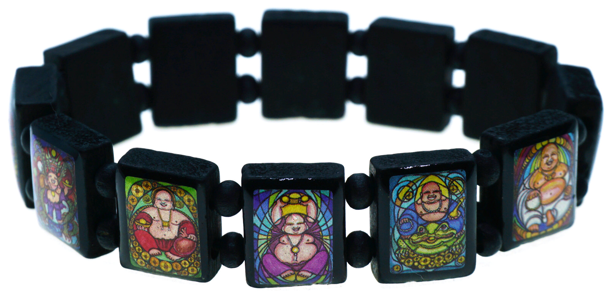 Buddha Black Wood Stretch Prayer Bracelet