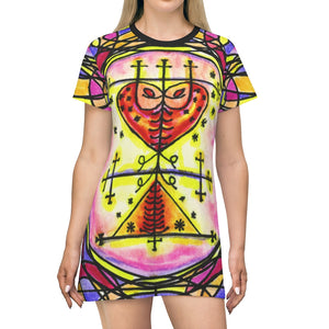 Maman Brigitte Veve Spirit World Blessings Voodoo Women's All Over Print T-Shirt Dress