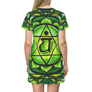 4th Chakra Anahata for Matters of the Heart Women's All Over Print T-Shirt Dress