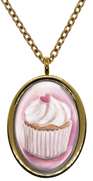 My Altar Vanilla Sweet Heart Cupcake Stainless Steel Pendant Necklace