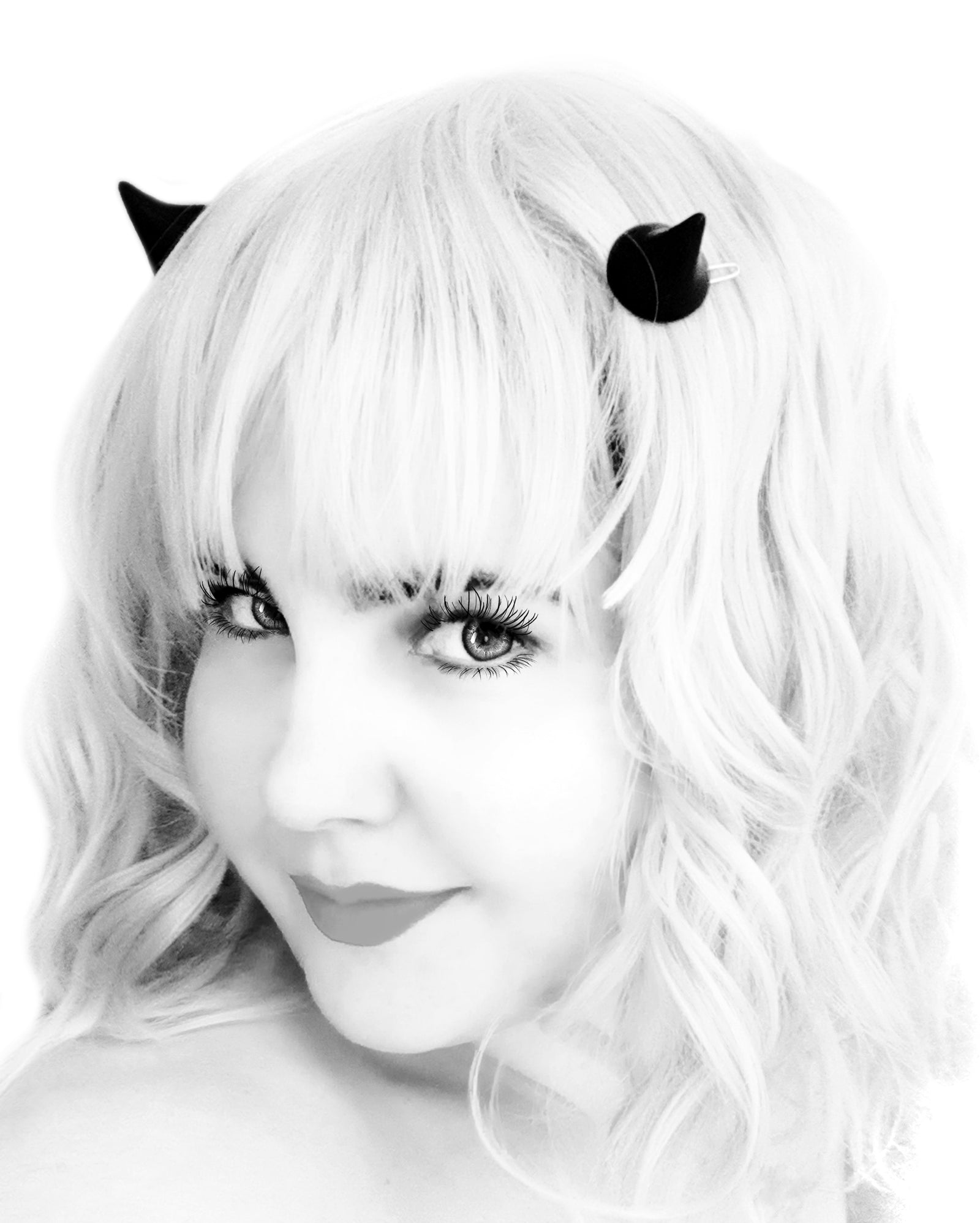 Black Devil Horns Pair of Hair Clips