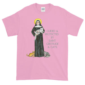 Guided & Protected By Saint Gertrude & Cats Adult Unisex T-shirt