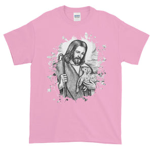 Jesus Christ Shepherd with Lamb Portrait Unisex Adult T-shirt