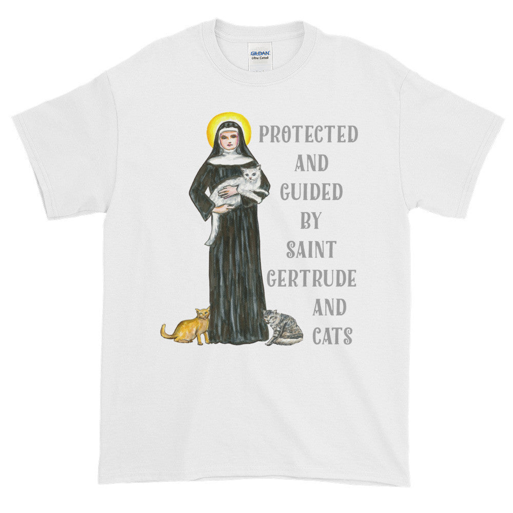 Guided and Protected By Saint Gertrude and Cats Adult Unisex T-shirt