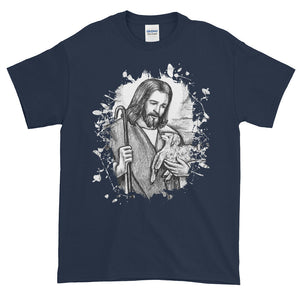 Jesus Christ Shepherd with Lamb Portrait Unisex Adult T-shirt