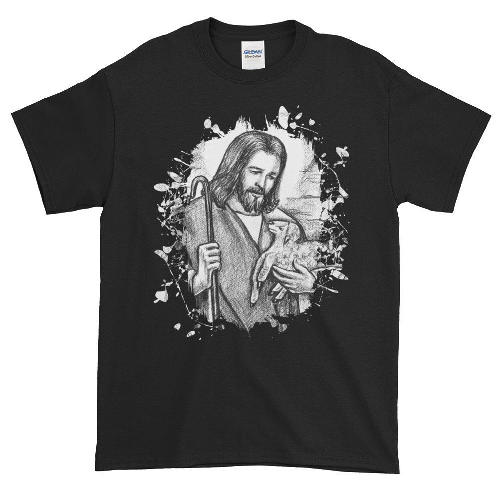 Jesus Christ Shepherd with Lamb Portrait Unisex Adult T-shirt