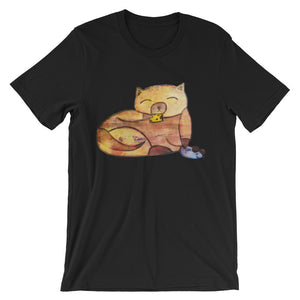 Whimsical Cute Kitty Cat with Mouse & Cheese Unisex T-shirt