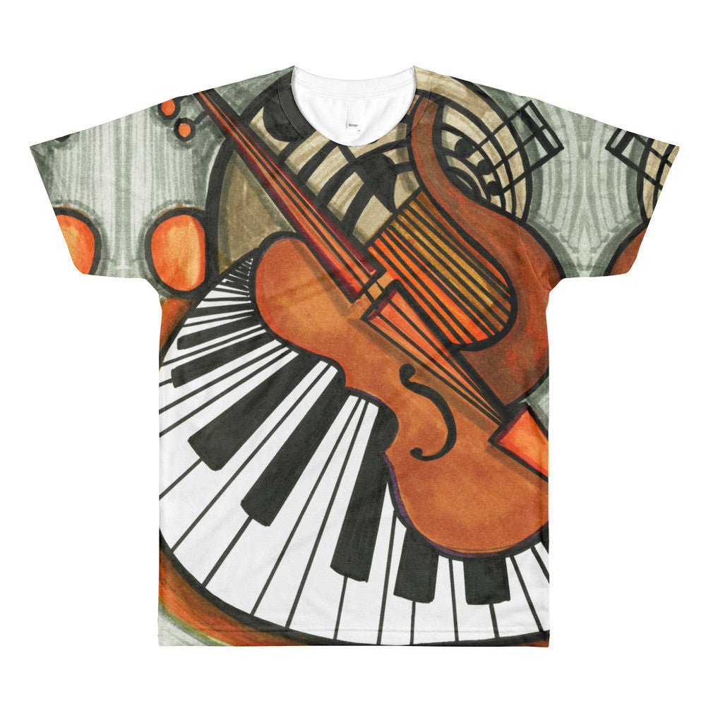 Music Lovers Piano & Violin Full Bleed men’s crewneck t-shirt