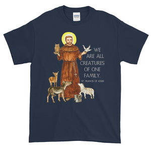 Creatures of One Family St Francis of Assisi Unisex Adult T-shirt