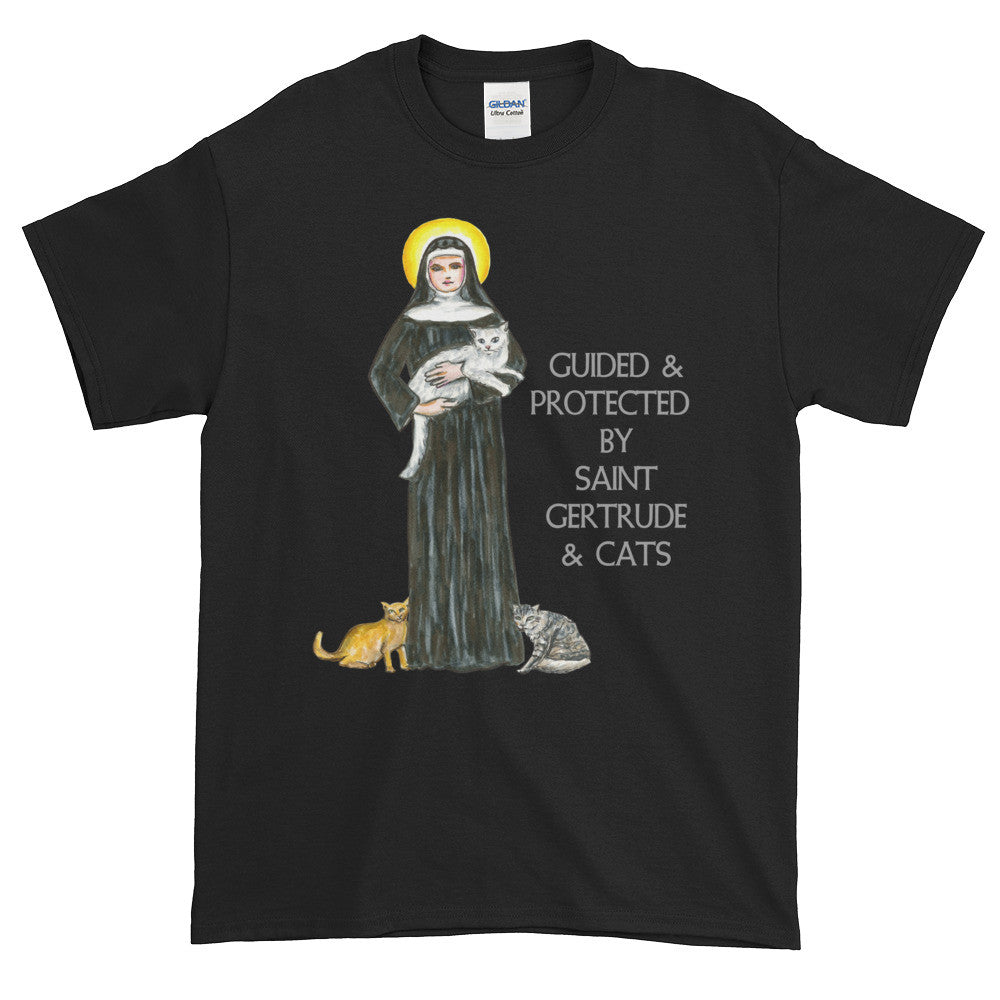 Guided & Protected By Saint Gertrude & Cats Adult Unisex T-shirt