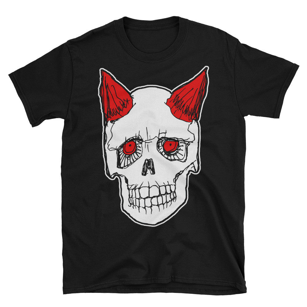 Horned Red Devil Skull Unisex T-Shirt