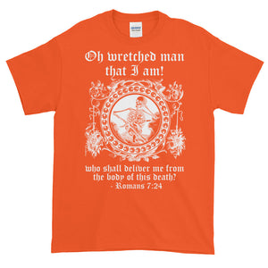 Wretched Man Death Skull Romans 7:24 Dark Adult Unisex T-shirt