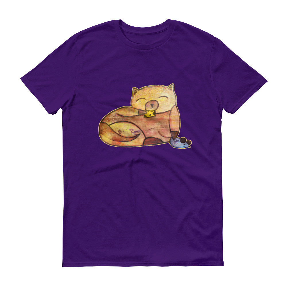 Whimsical Cute Kitty Cat with Mouse and Cheese Unisex T-shirt