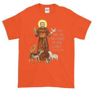 Creatures of One Family St Francis of Assisi Unisex Adult T-shirt