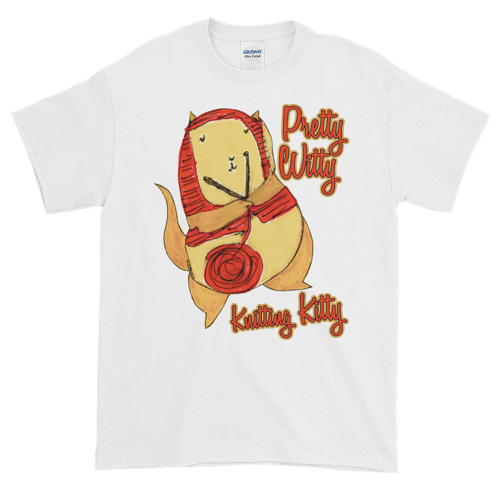 Pretty Witty Knitting Kitty Adult Unisex T-shirt