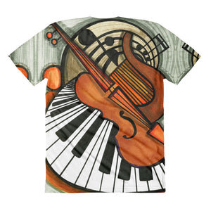 Music Lovers Piano & Violin Full Bleed women’s crew neck t-shirt