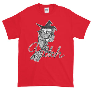 Whimsical Witch with Broom Adult Unisex T-shirt