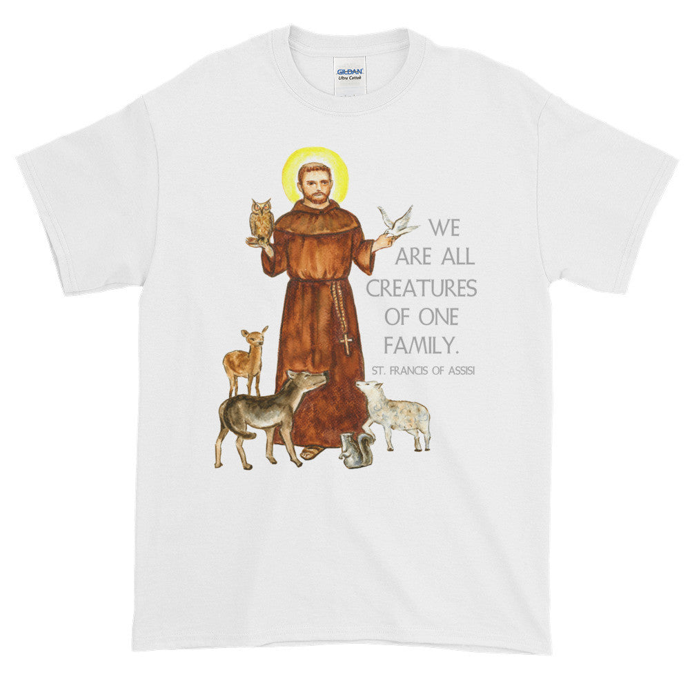 Creatures of One Family St Francis of Assisi Unisex Adult T-shirt