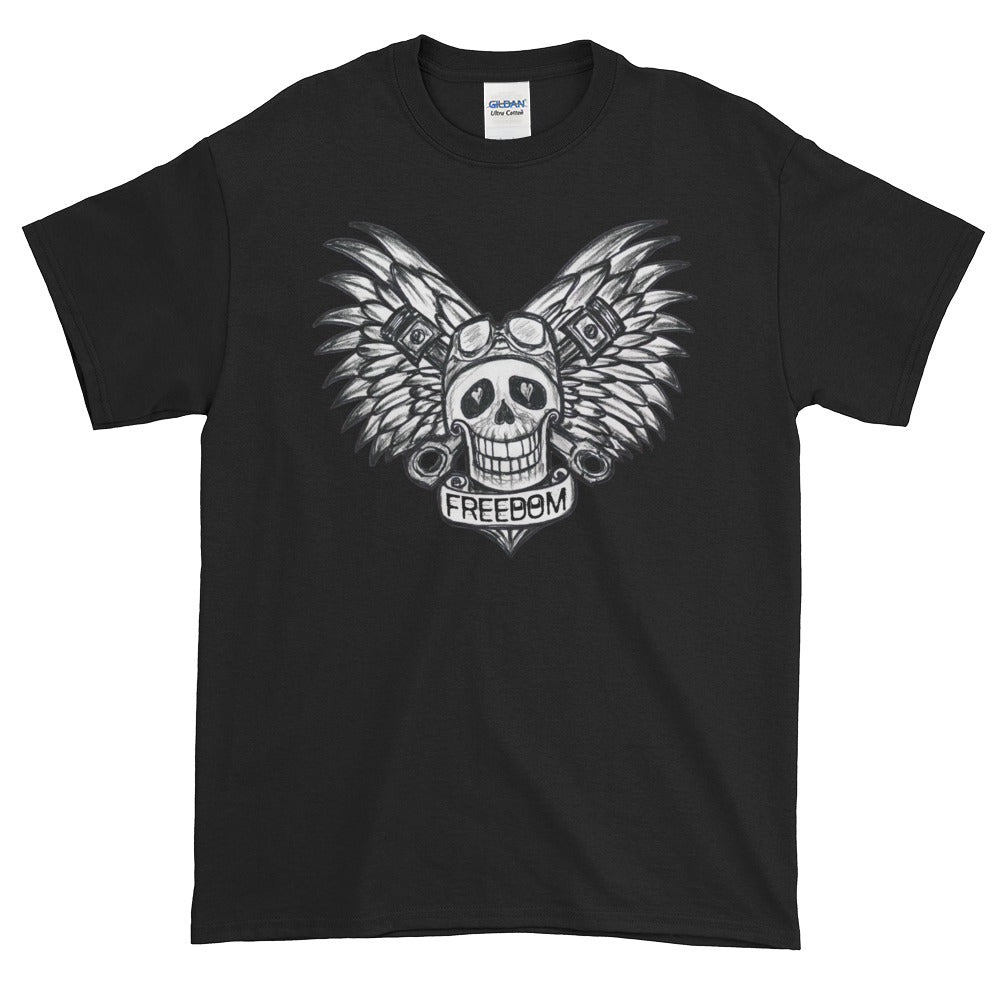 Freedom Wings Biker Skull Short-Sleeve T-Shirt