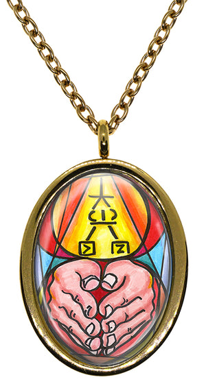 Dai Ko Myo Reiki Master Healer Symbol Black Stainless Steel Pendant Necklace