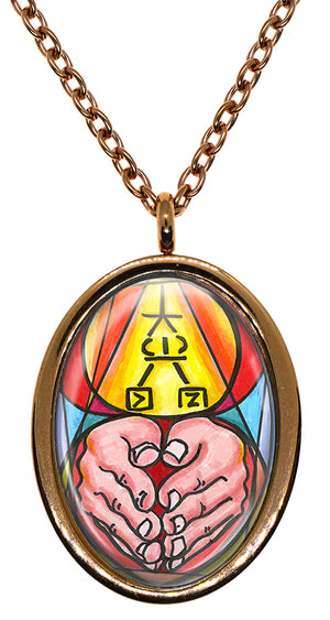 Dai Ko Myo Reiki Master Healer Symbol Black Stainless Steel Pendant Necklace