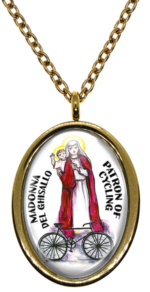 Madonna del Ghisallo Patron of Cycling Stainless Steel Pendant Necklace