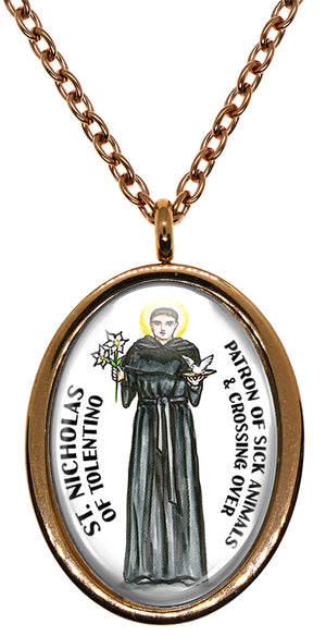 My Altar Saint Nicholas of Tolentino for Sick Animals & Crossing Over Stainless Steel Pendant Necklace
