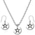 Pentacle Crescent Moon Charm Steel Chain Necklace and Hypoallergenic Titanium Earrings Set