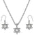 Interlocking Star of David Hexagram Small Charm Steel Chain Necklace and Hypoallergenic Titanium Earrings Set