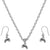 Mini Acorns for Blessings of Longevity, Wealth, Protection Charms Steel Chain Necklace and Hypoallergenic Titanium Earrings Set