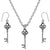 Key Symbol Charms Steel Chain Necklace and Hypoallergenic Titanium Earrings Set