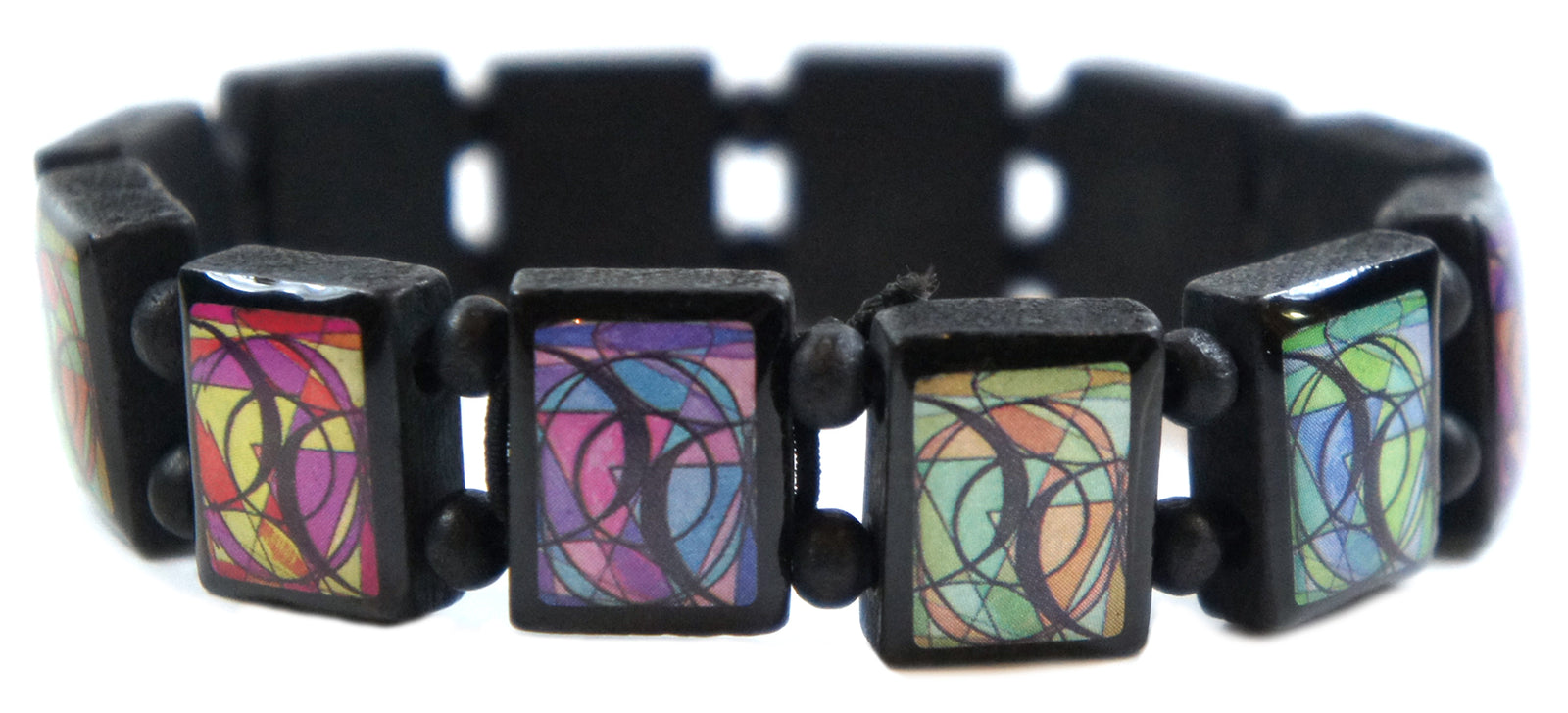 My Altar Bisexual Symbol LGBT Black Wood Stretch Bracelet