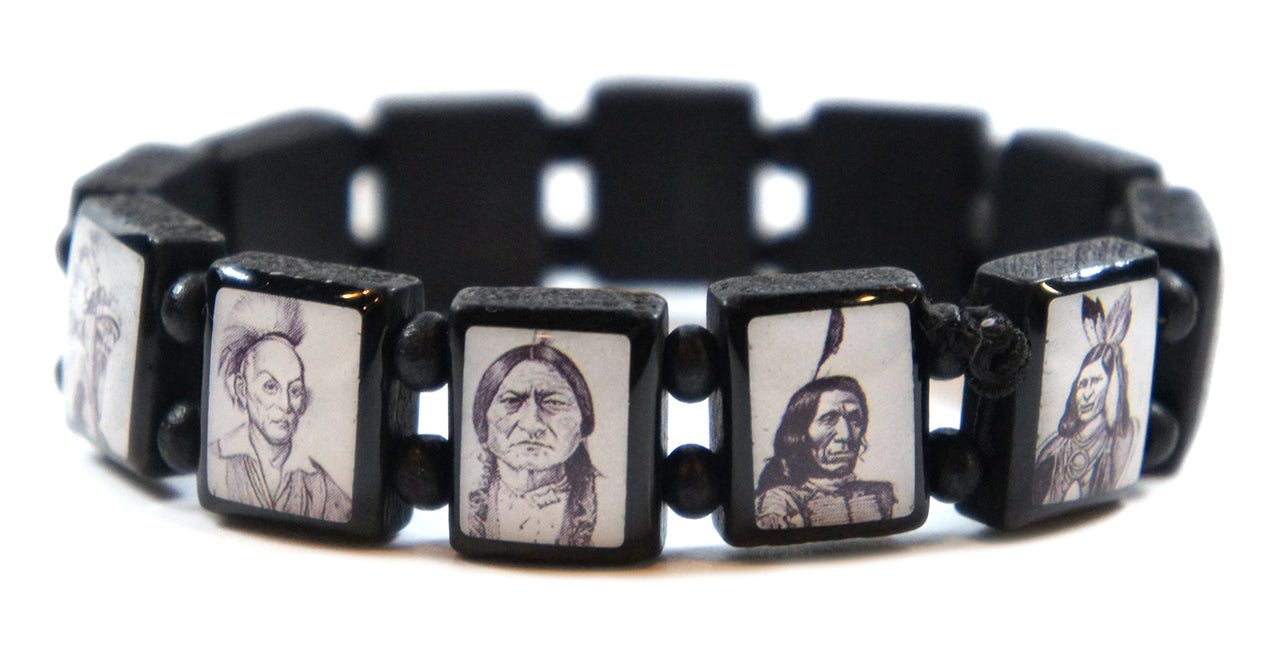 Native American Indian Black Bohemian Wood Stretch Bracelet