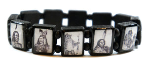 Native American Indian Black Bohemian Wood Stretch Bracelet