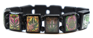 Marijuana Lovers Black Wood Stretch Prayer Bracelet